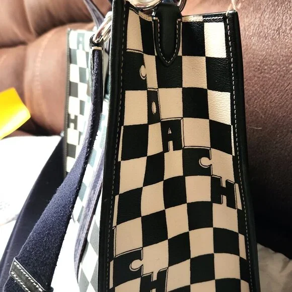 Coach Smith Tote with Checkerboard Print - Off-white & Black - EUC - Picture 5 of 13